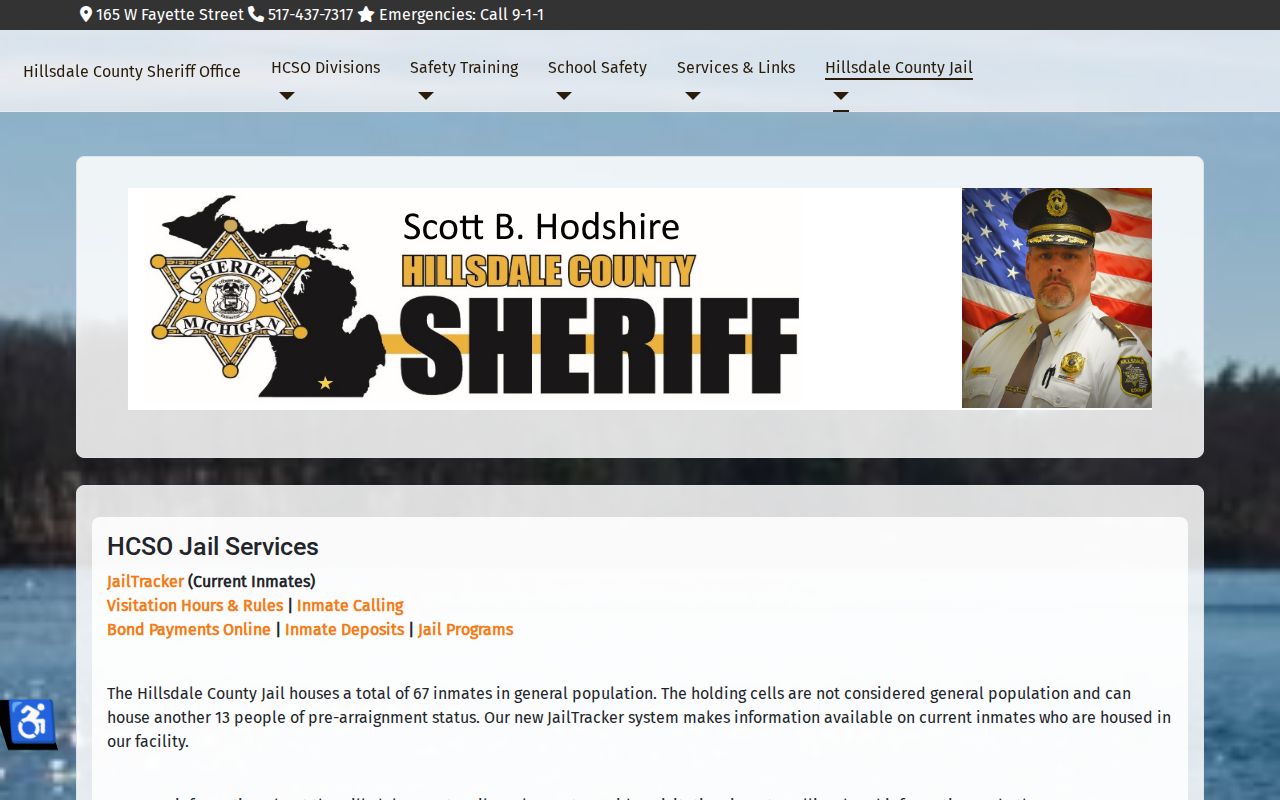 Hillsdale County jail roster and current arrest record access page